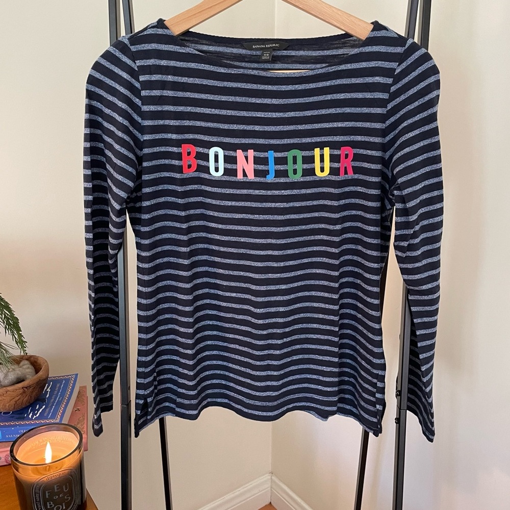Bonjour striped long sleeve tee